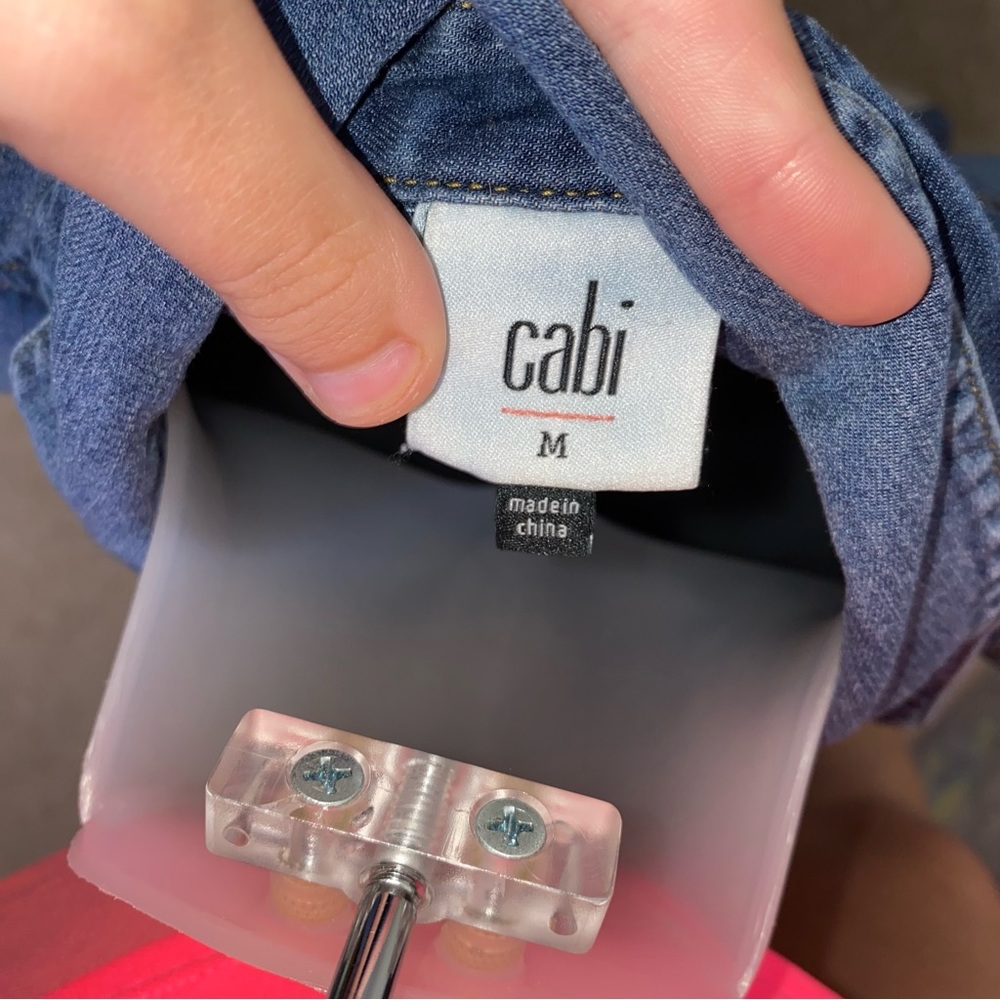 Cabi Denim Chambray button up collared long sleeve top - Picture 5 of 7